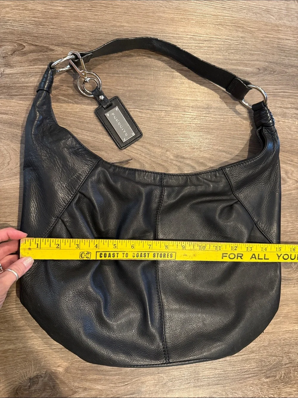 Pursuits LTD Black Leather Hobo Shoulder Bag  Purse